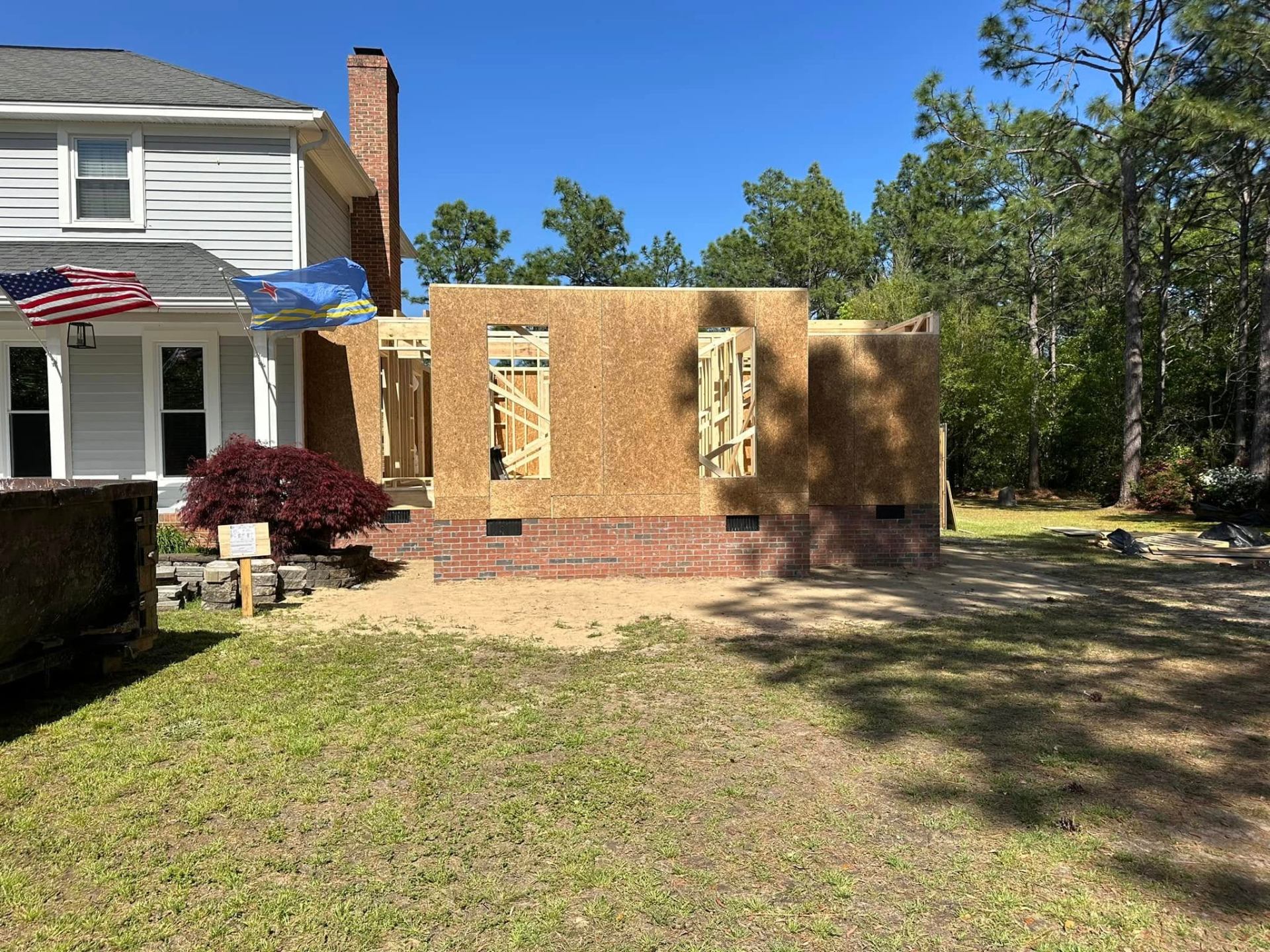 Home addition during - framing and sheathing